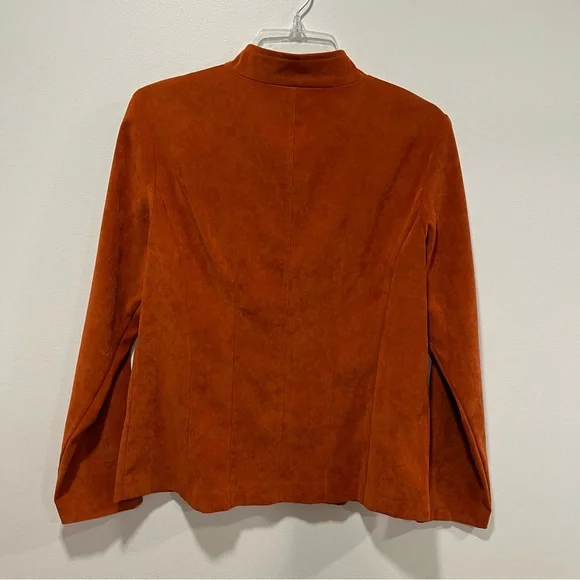 Dressbarn Faux Suede Zip Up Jacket, Womens Small in Burnt Orange - Picture 3 of 10